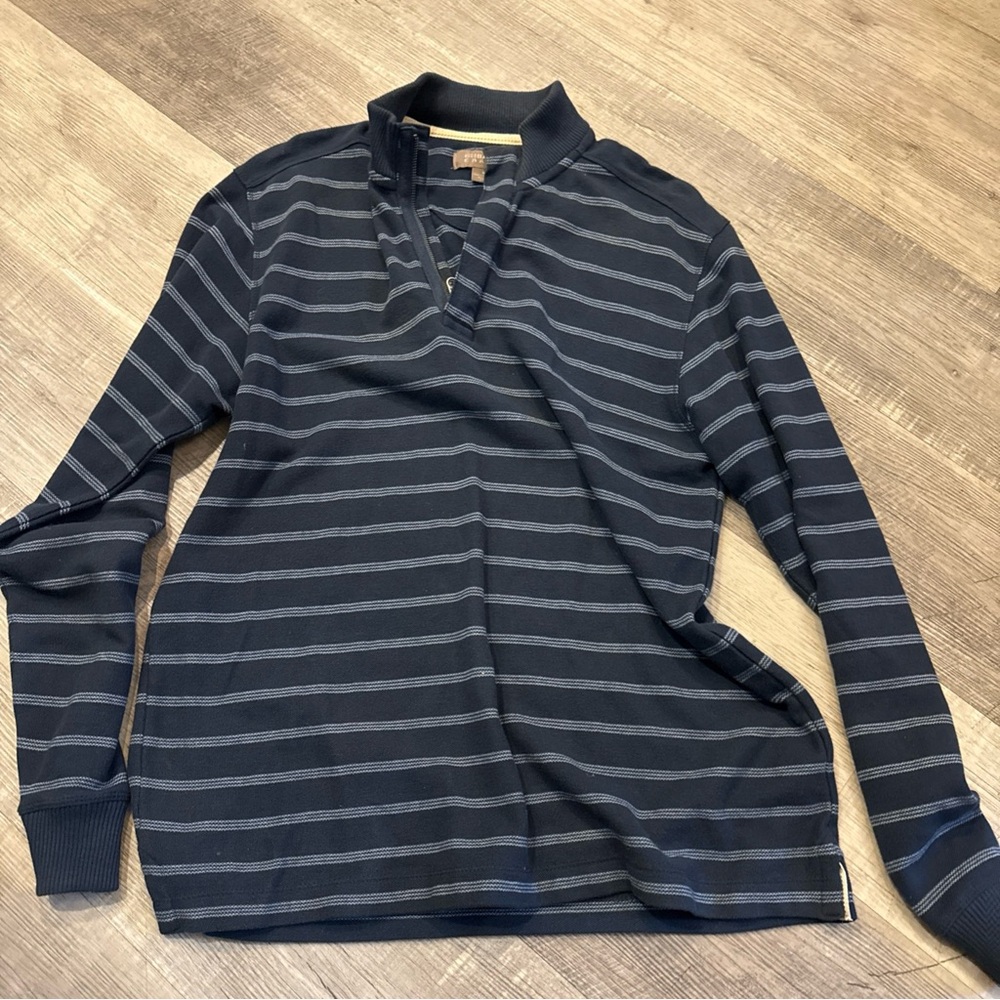 G.H. Bass & Co. Navy Striped 3/4 zip Sweater